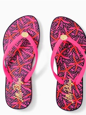 Lilly Pulitzer Pool Flip Flops Sz 7/8 NWOT